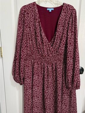DRAPER JAMESWomen’s Burgundy Floral Wrap-Style Dress